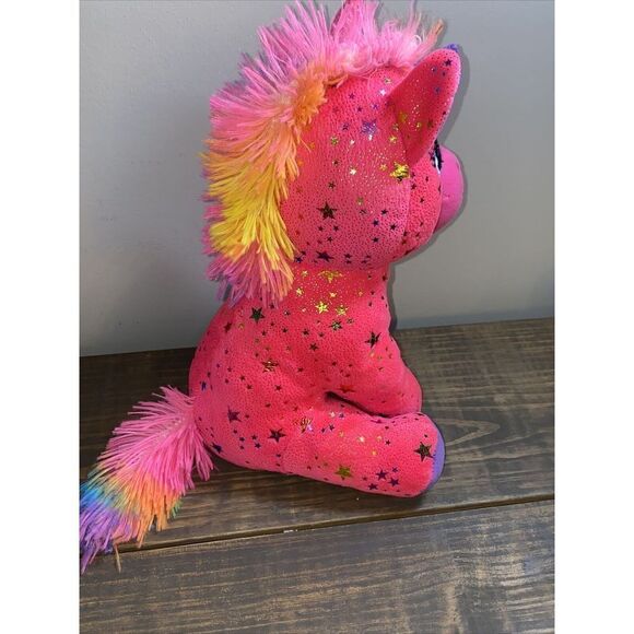 Peek-A-Boo Unicorn Stars Pink Plush Toy 7" - Picture 4 of 6